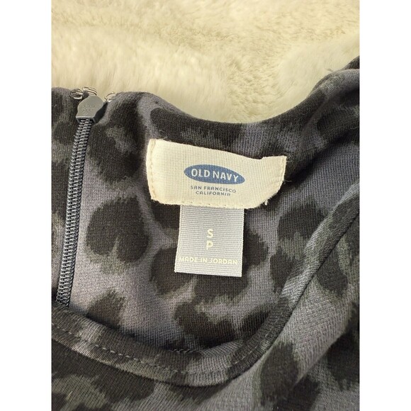 Old Navy Womens Dress Small Gray Black Leopard Print Long Sleeve Bell Cu… - Picture 10 of 10